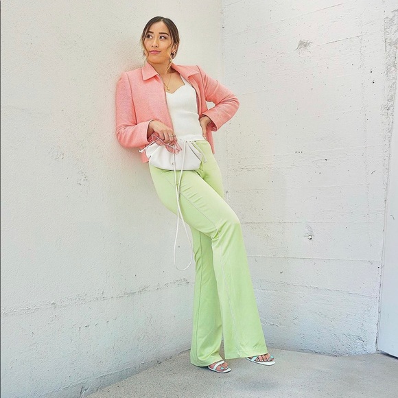 1-01 Babaton Mini Flare Pant in Pistachio Green - Picture 1 of 3